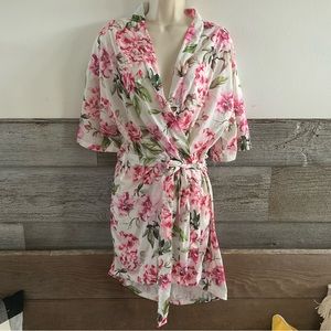 Show Me Your Mumu Brie Robe Garden Of Blooms Pink Floral Rose Robe One Size (C1)